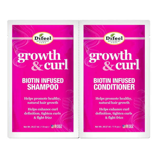 Difeel Growth & Curl With Biotin Shampoo & Conditioner Combo Packet