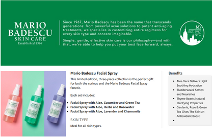 3 Piece Mario Badescu Facial Spray Variety Pack 6 oz Each