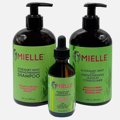 3 Pack Mielle Rosemary Mint Shampoo, Leave In Conditioner and Growth Oil