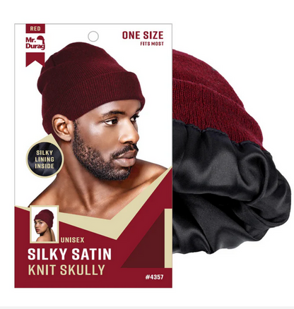 Mr. Durag Silky Satin Knit Skully Beanie Assorted Colors 04357