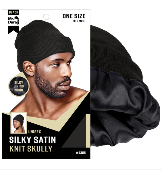 Mr. Durag Silky Satin Knit Skully Beanie Black 04355