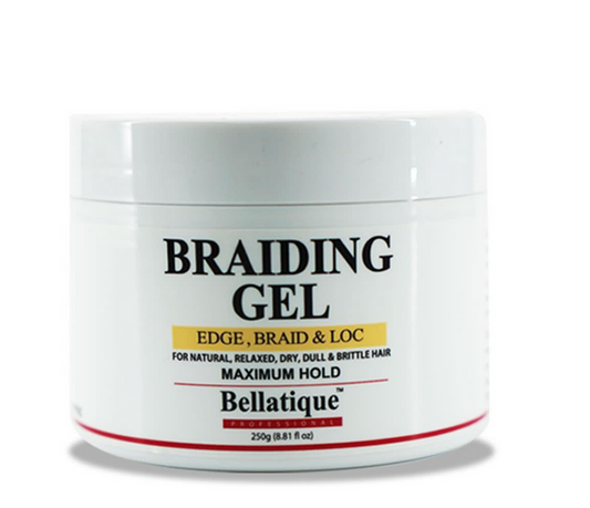 Bellatique Professional Edge Control & Braiding Gel, Maximum Hold High-Shine Flake-Free Styler 8 oz