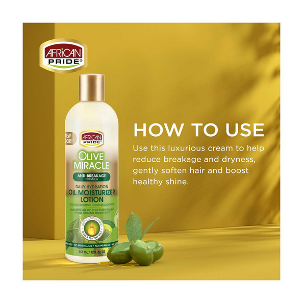 African Pride Olive Miracle Daily Hydration Oil Moisturizer Lotion 12 oz