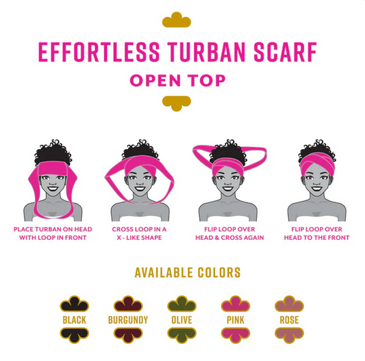 Ms. Remi Effortless Turban Scarf Open Top Black