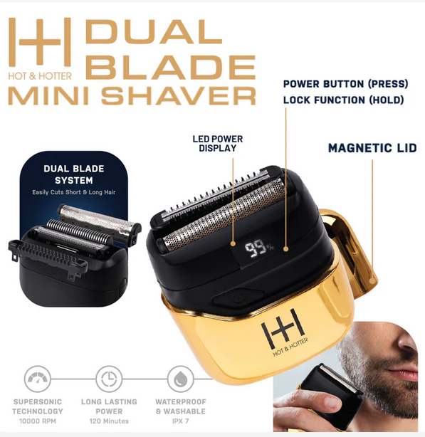 Hot & Hotter Dual Blade Mini Shaver Gold