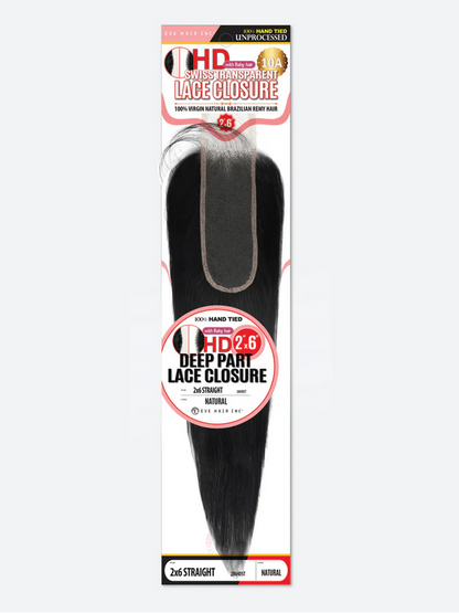 Eve Hair 100% Human Hair 2x6 HD Lace Closure Straight 10 Inch