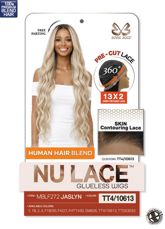 Bobbi Boss Jaslyn MBLF272 Nu Lace Glueless 13x2 Human Hair Blend Lace Front Wig
