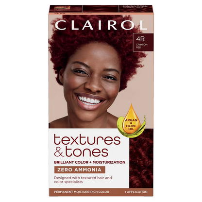 Clairol Textures & Tones Ammonia-Free Permanent Hair Color - Moisture-Rich Dye with Argan & Olive Oil