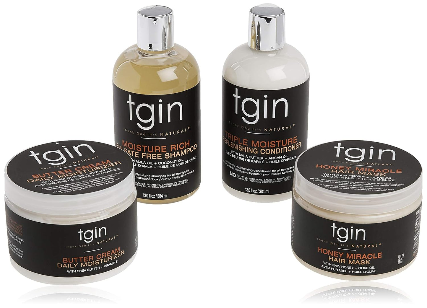 4 PIECE SET TGIN MOIST COLLECTION GIFT SET - MOIST RICH SHAM, TRIPLE MOIST COND, BUTTER CREAM MOIST & HONEY MASK