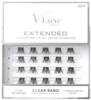 Vluxe Extended Faux Mink Clear Band Cluster Lashes