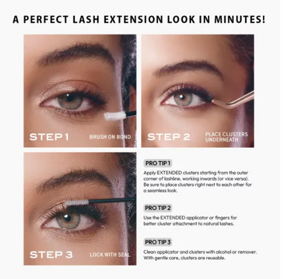 Vluxe Extended Faux Mink Clear Band Cluster Lashes