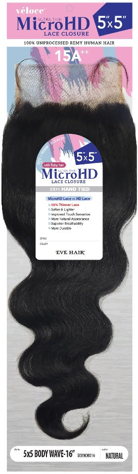 Veloce 5X5 Micro HD Lace Closure Body 10" MHDBW