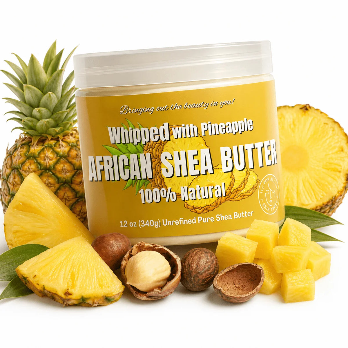 Ra Cosmetics 100% Pure Whipped Shea Butter Pineapple 12oz
