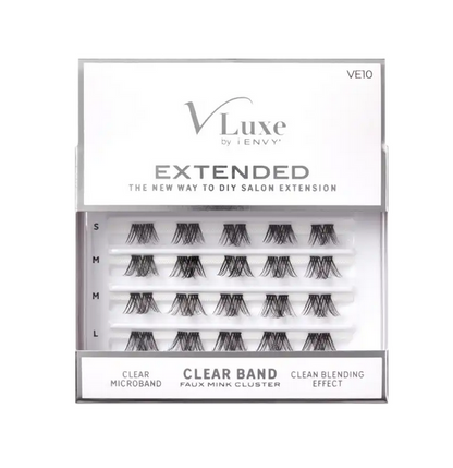Vluxe Extended Faux Mink Clear Band Cluster Lashes