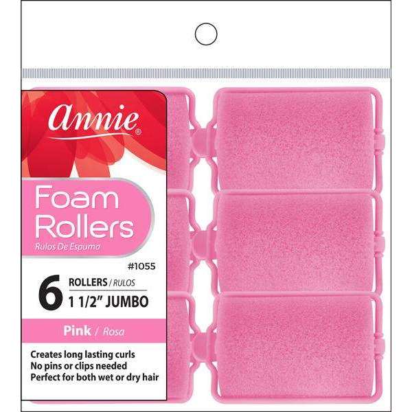 Annie Foam Rollers Jumbo 6Ct Pink #1055