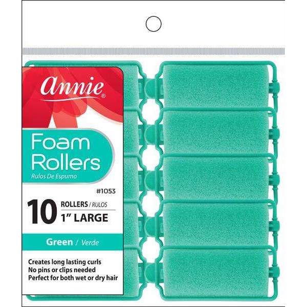 Annie Foam Rollers Large 10Ct Green #1053