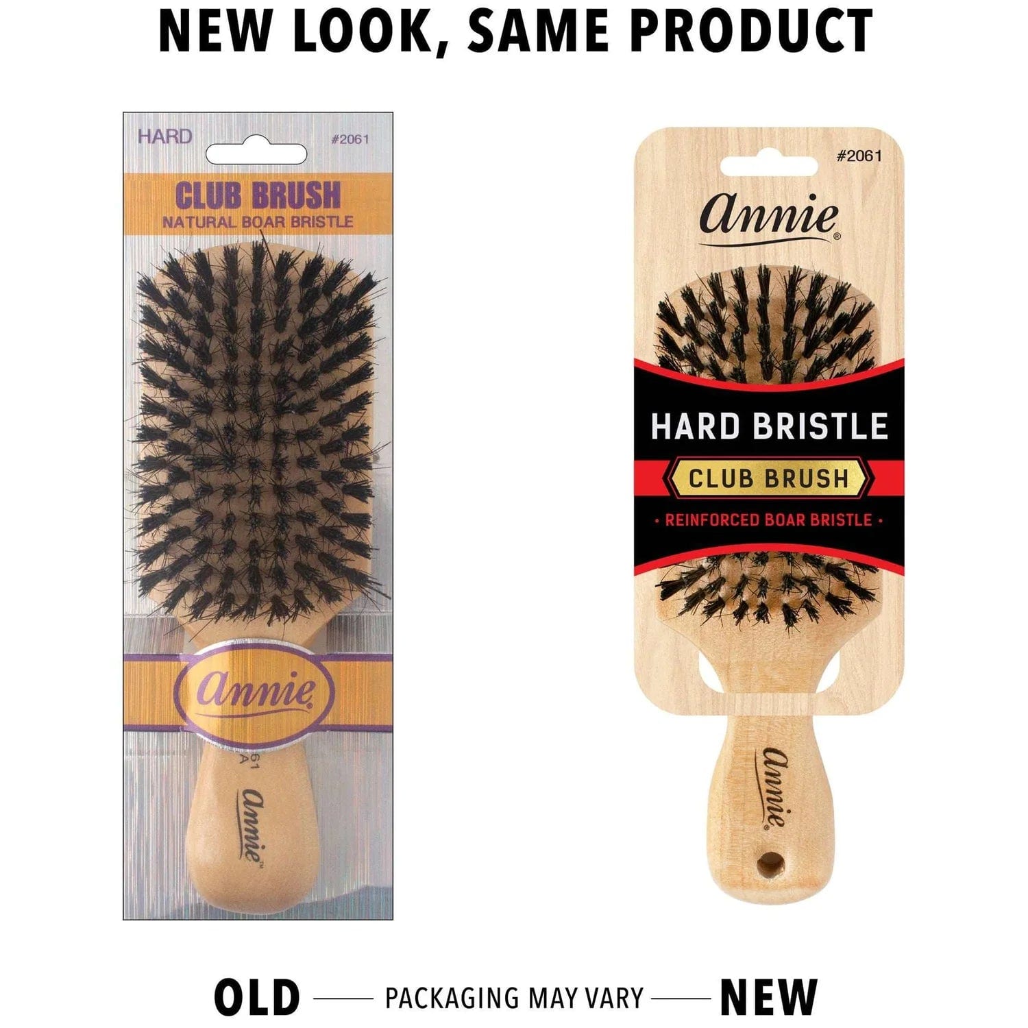 Annie Wave Hair Brush Hard Boar Bristle with Styling Comb