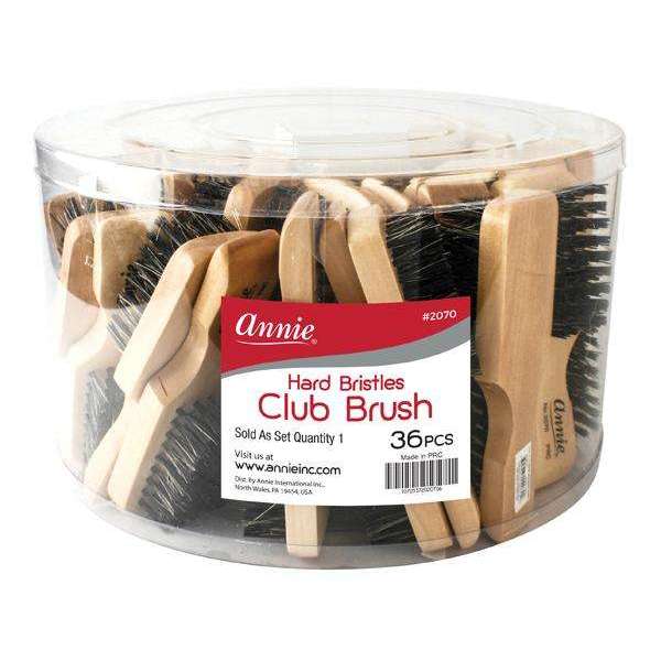 Annie Hard Mini Club Boar & Nylon Bristle Brush Box 36Ct 2070