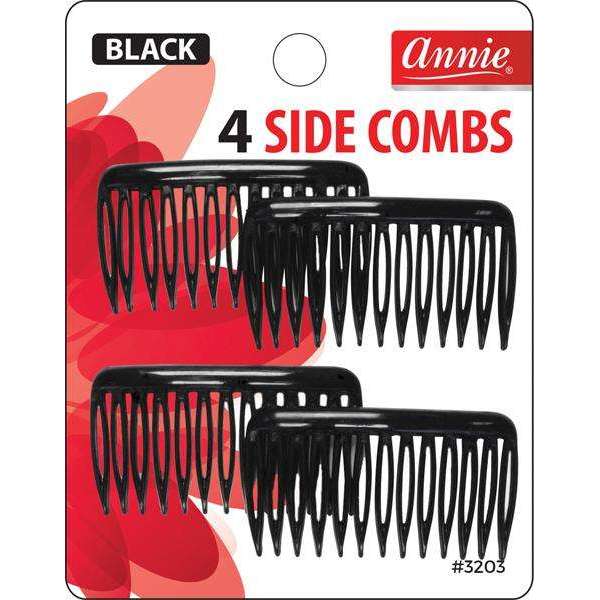 Annie Side Hair Comb Small Black 4pc #3203