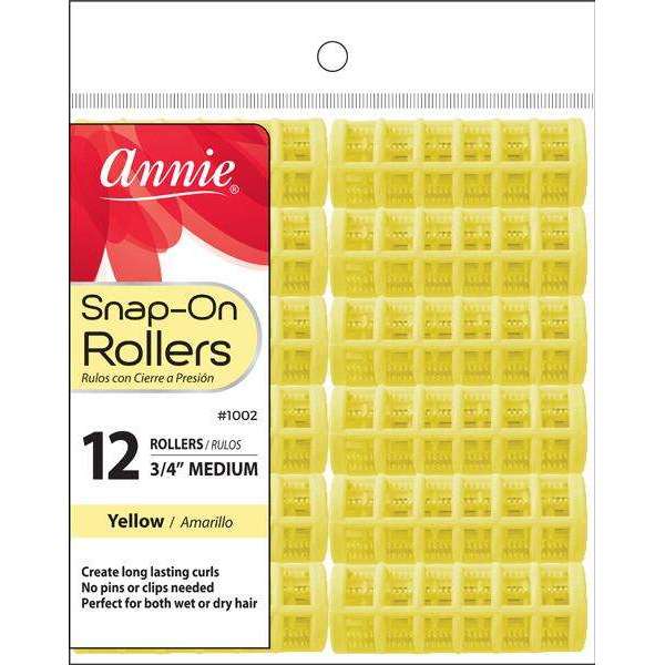 Annie Snap-On Rollers Size M 12Ct Yellow #1002