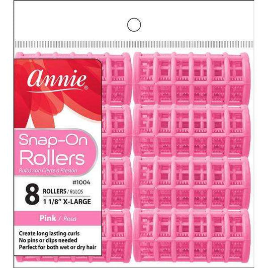 Annie Snap-On Rollers Size L 10Ct Pink #1004