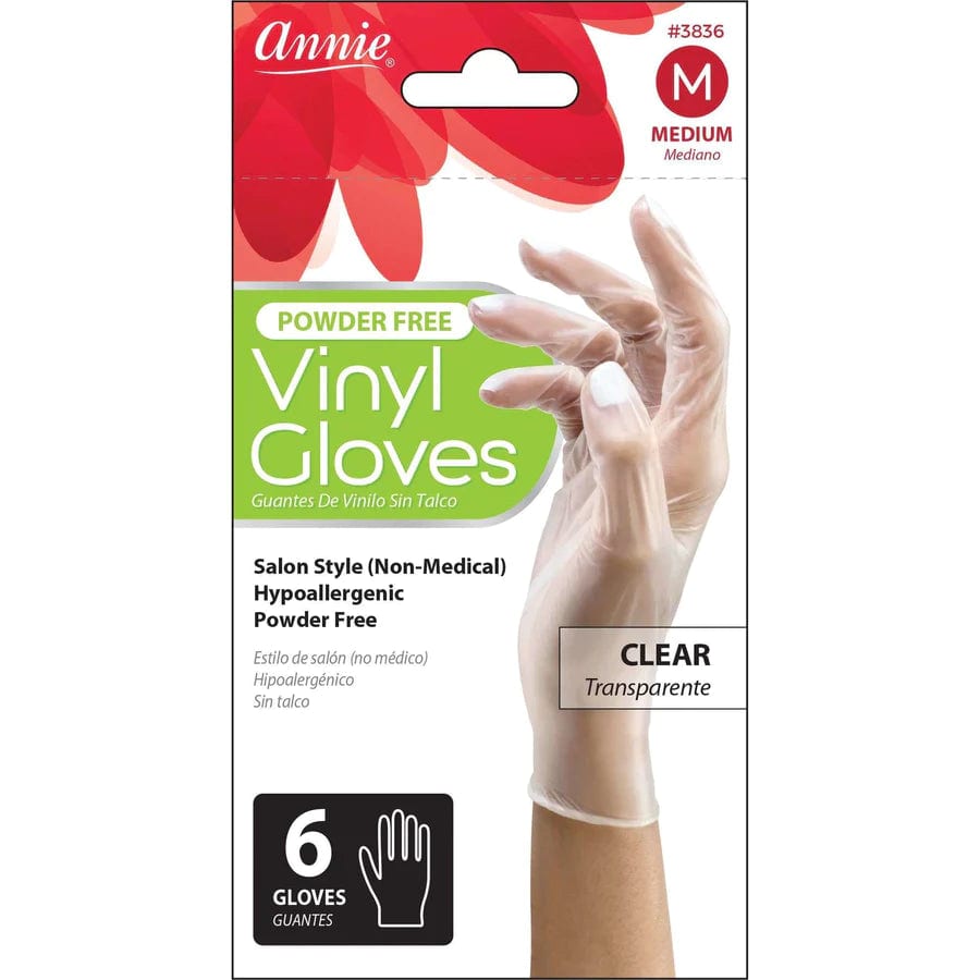Annie Vinyl Gloves Powder Free 6Ct #3837