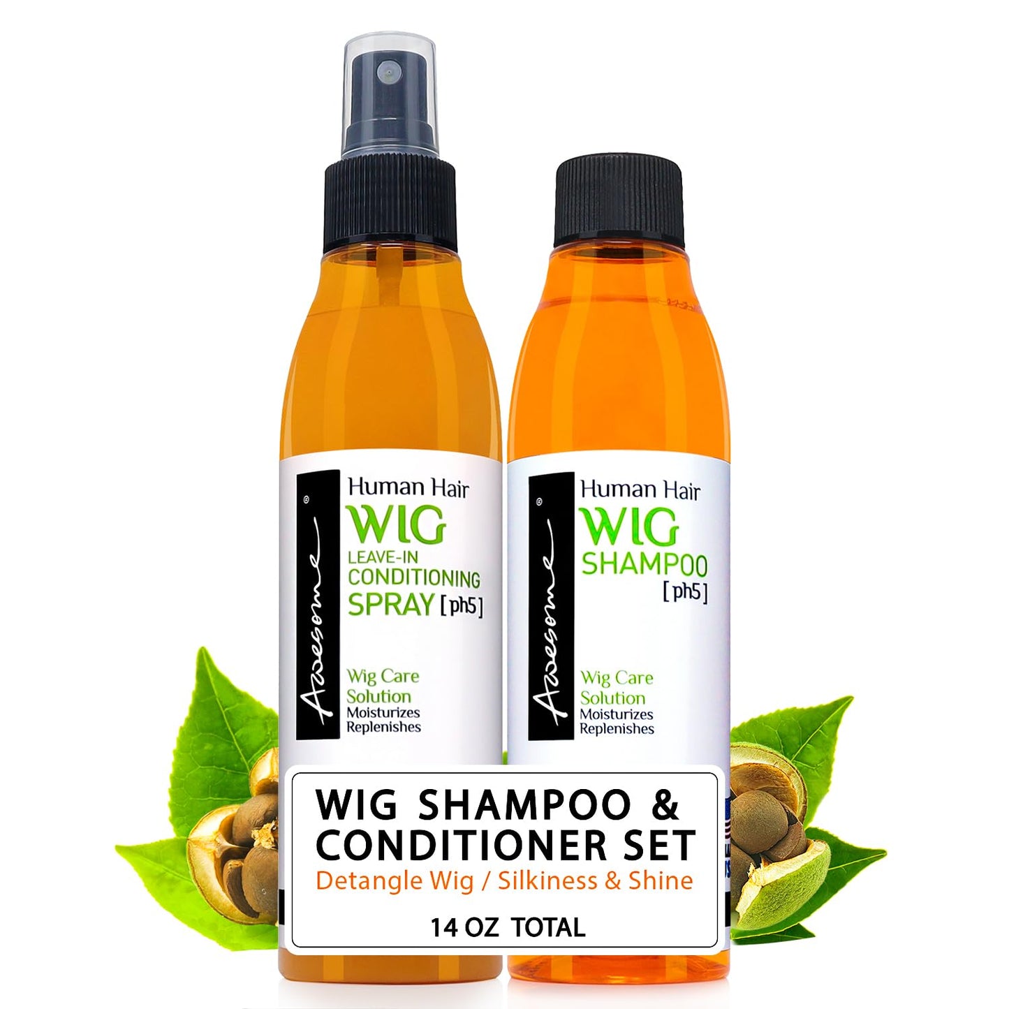 SET OF 2 AWESOME HUMAN  HAIR WIG SHAMPOO 7 OZ  & AWESOME HUMAN HAIR WIG LEAVE IN CONDITIONER  7 OZ