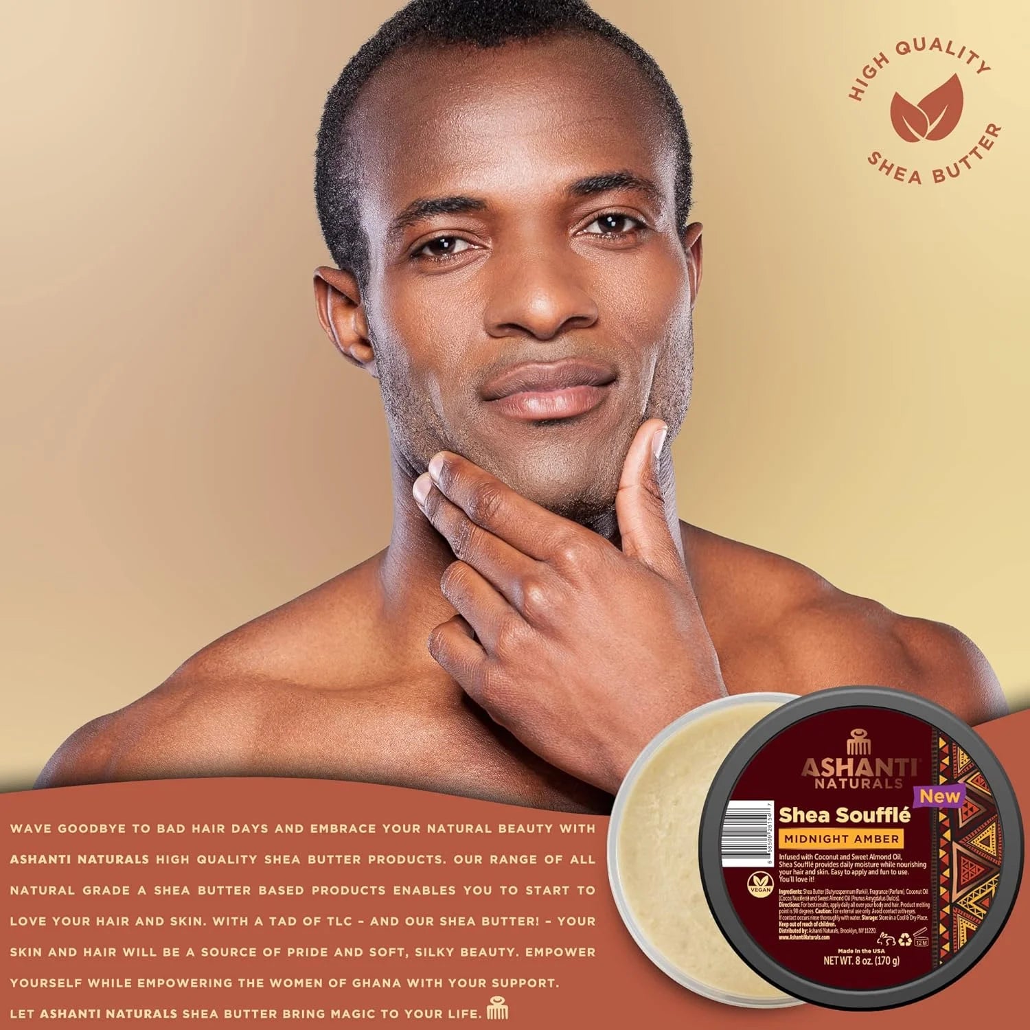 Ashanti Whip Shea Butter Souffle Midnight Amber 8oz