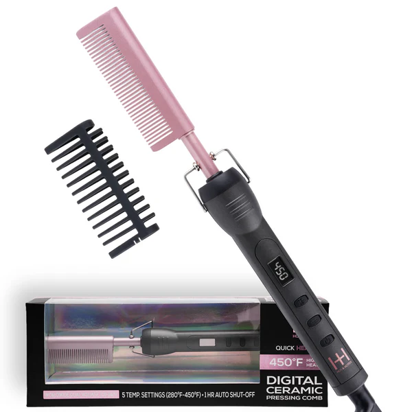 H&H Digital Electrical Ceramic Pressing Comb Grey/Rose Gold 5967