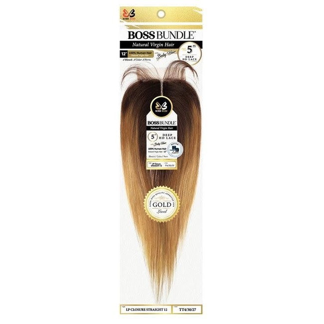 Bobbi Boss Bundle Human 5" Deep Lace Part Closure - STRAIGHT 12 #BNCST12