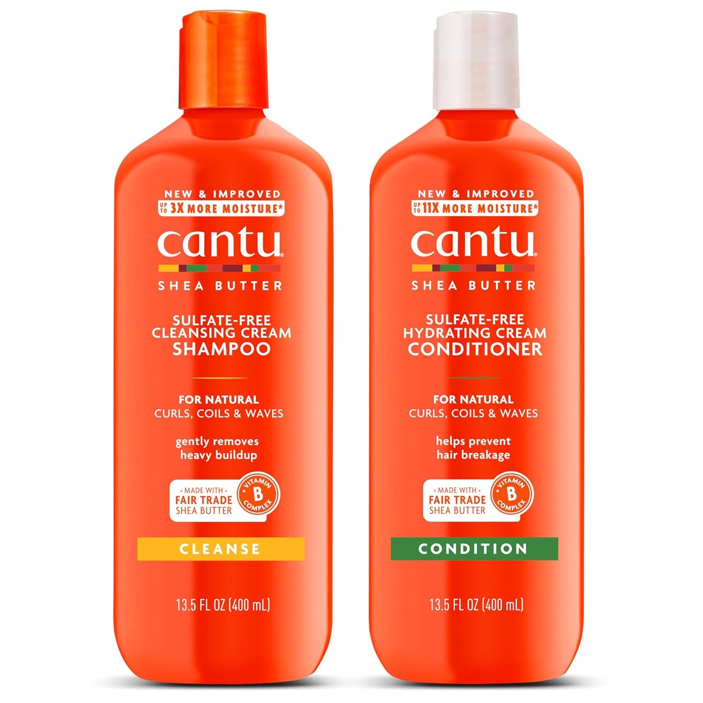 Cantu Shea Butter Sulfate Free Cleaning Cream Shampoo 13.5 oz And Rinse Out Conditioner 13.5 oz