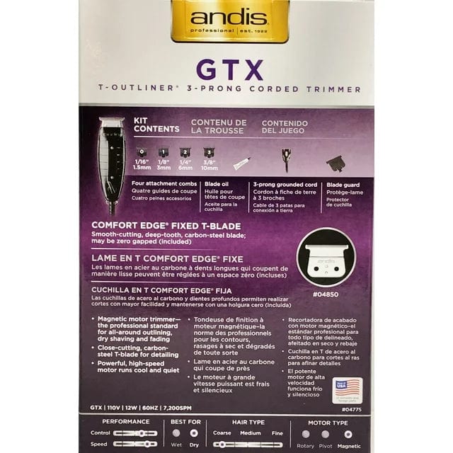 Andis Professional GTX T-Outliner 3-Prong Corded T-Blade Trimmer #04775