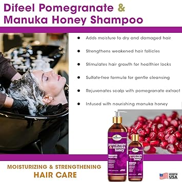 Difeel Pomegranate & Manuka Honey Sulfate-Free Shampoo 12OZ