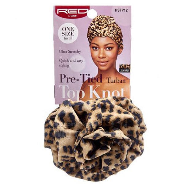 Red by Kiss Pre-Tied Top Knot Turban Leopard - HSFP12