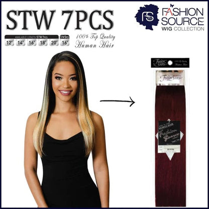 Fashion Source 7Piece 12" Clip-On Human Hair STW