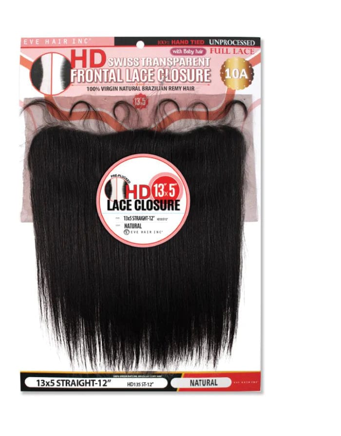 EVE HAIR SWISS LACE CLOSURE STRAIGHT 13X5 10" - HD135ST-10