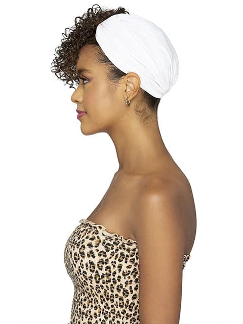 Vivica Fox Turban Do Instant Headwrap Style Water Wave Bang N White Turban #TD-AMEN-WT