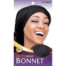 Qfitt Satin Braid Bonnet Black #179
