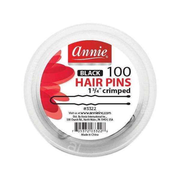 Annie 100 1 3/4" Crimped Hair Pins - Black #3322