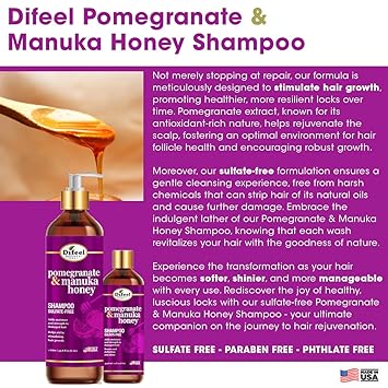 Difeel Pomegranate & Manuka Honey Sulfate-Free Shampoo 12OZ