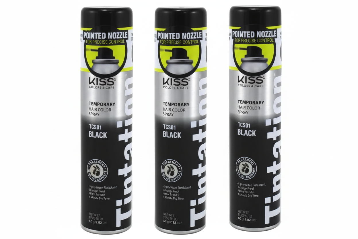 Enhanced KISS Tintation Black Hair Spray Cans