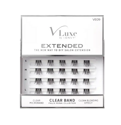 Vluxe Extended Faux Mink Clear Band Cluster Lashes