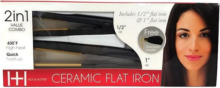 H&H Value Combo Gold Ceramic Flat Iron On/Off Black 5873