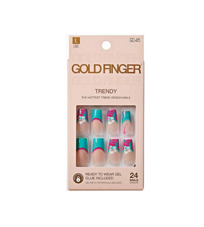 Gold Finger Gel Glam Nails Trendy