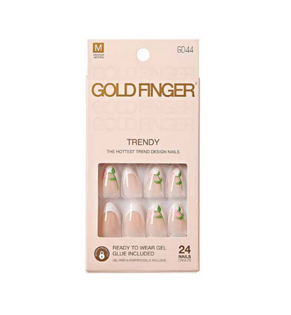 Gold Finger Gel Glam Nails Trendy
