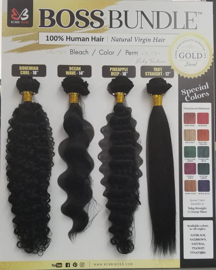 Boss Bundle 100% Natural Virgin Hair with Yaky Texture PINEAPPLE DEEP 12