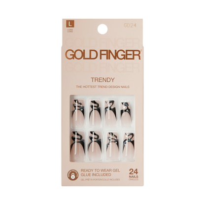 Gold Finger Gel Glam Nails Trendy