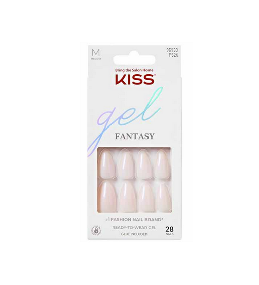 KISS Gel Fantasy Sculpted Sweater Weather Press-On Nails, High Arch Light Pink Medium Almond 28-Count Glue-On Kit