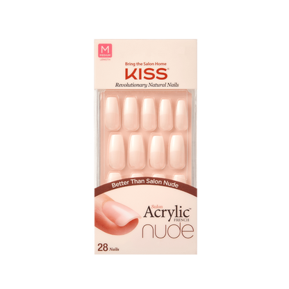 Kiss Salon Acrylic Long Square French Tip Nails 28 ct KSA08