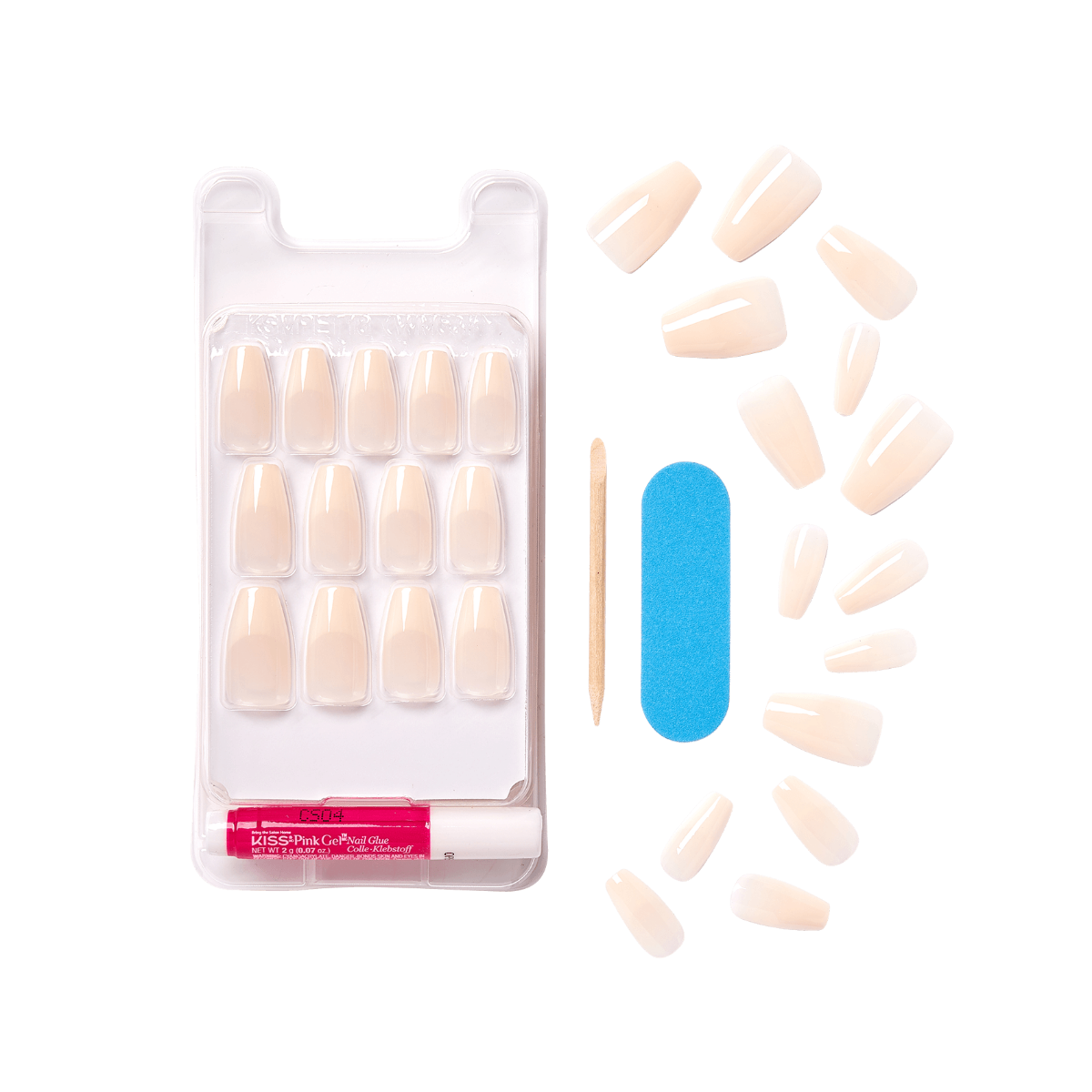 Kiss Salon Acrylic Long Square French Tip Nails 28 ct KSA08